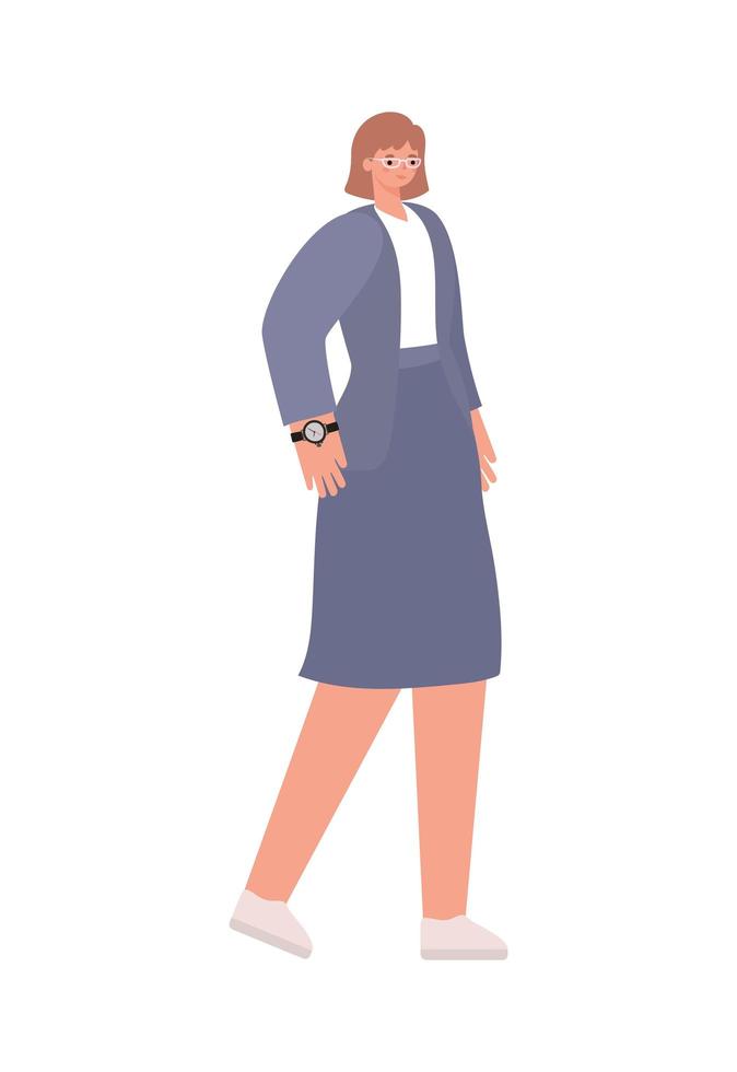 woman dressed in purple suit and white shoes vector