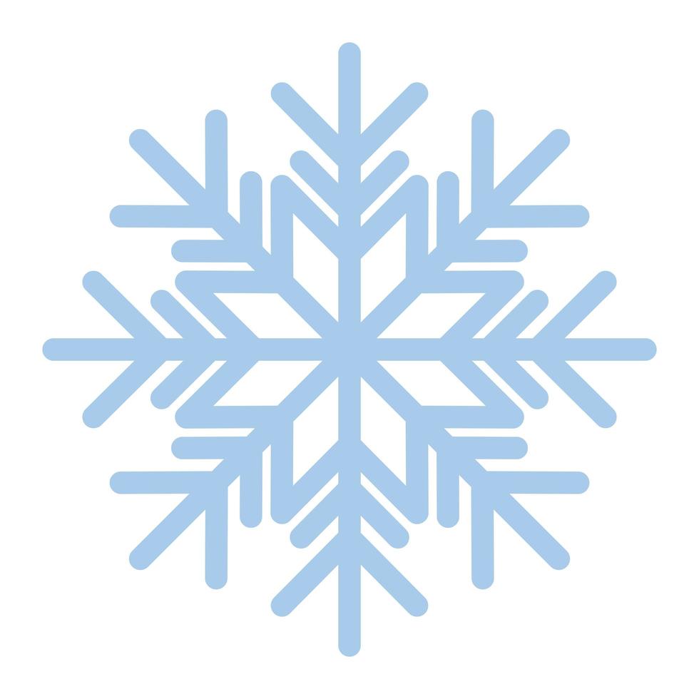 Copo de nieve de color azul sobre fondo blanco. vector