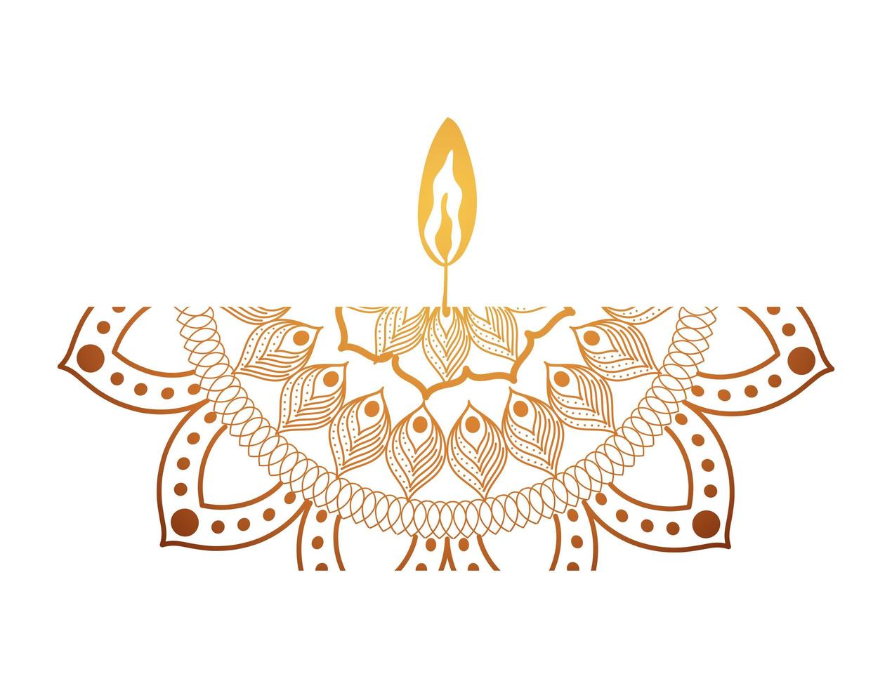 mandala of color orange with a red candle vector