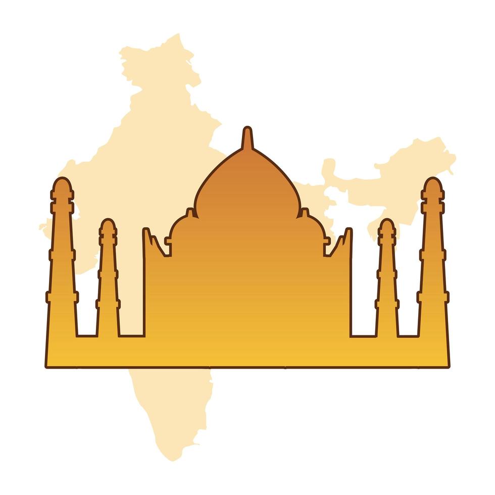 taj mahal mapa de la india vector