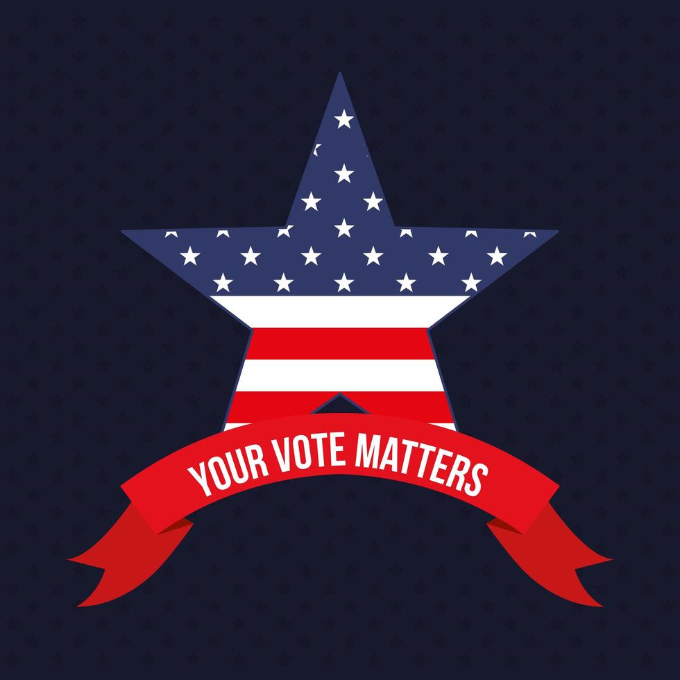 your vote matters with usa star and ribbon vector design