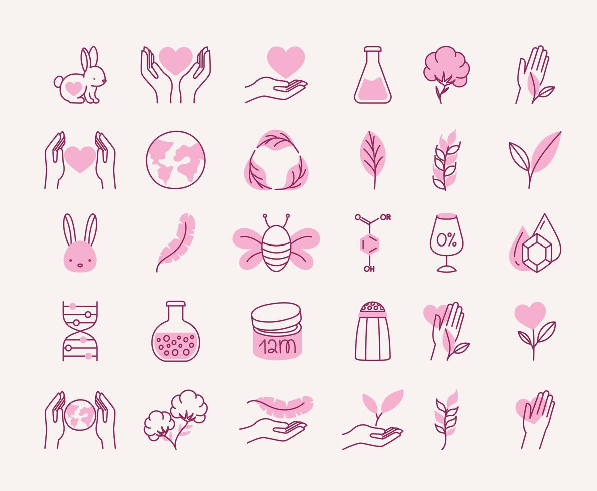 organic pretty eco icons vector