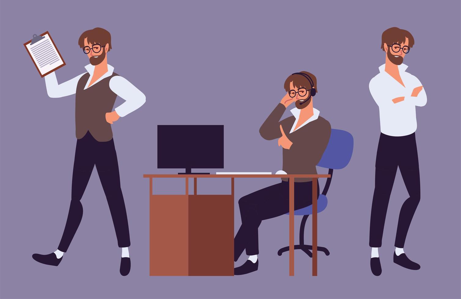 male office assistant set vector