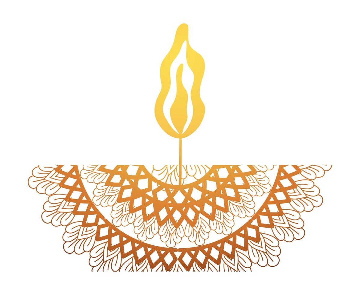 mandala of color ligth orange with a ligth orange candle vector