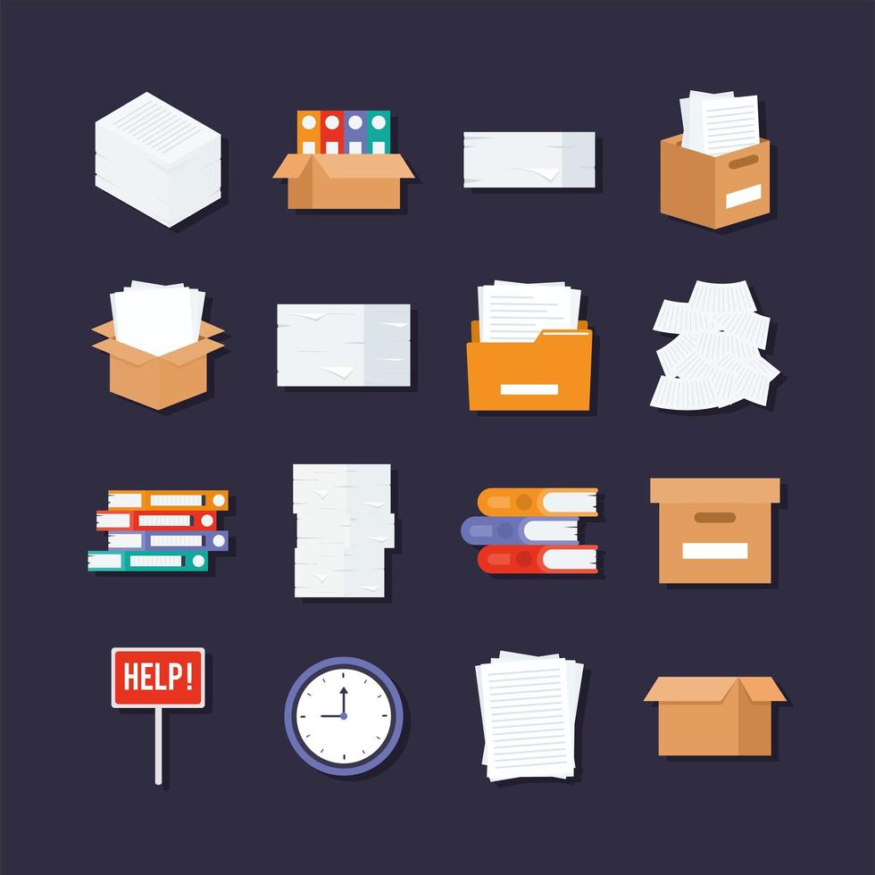 sixteen paperwork items vector