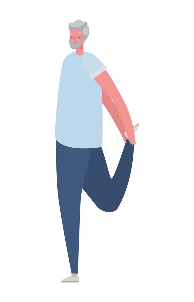 Senior man cartoon stretching vector design