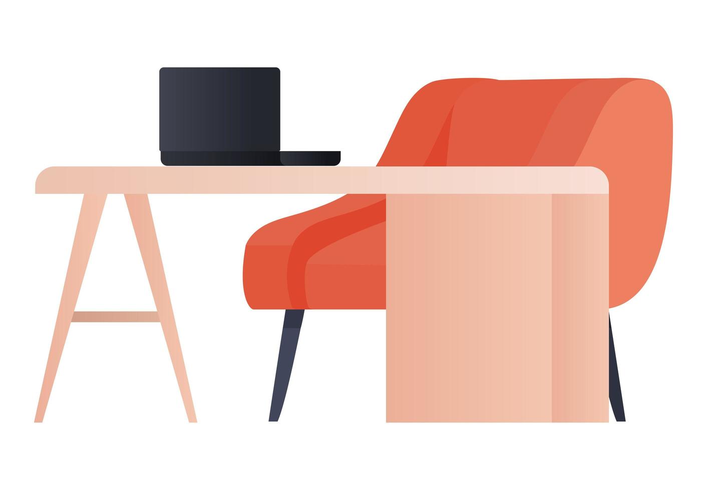 escritorio con laptop y silla de diseño vectorial vector