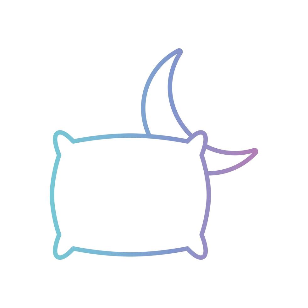 sleeping pillow and moon gradient style icon vector design