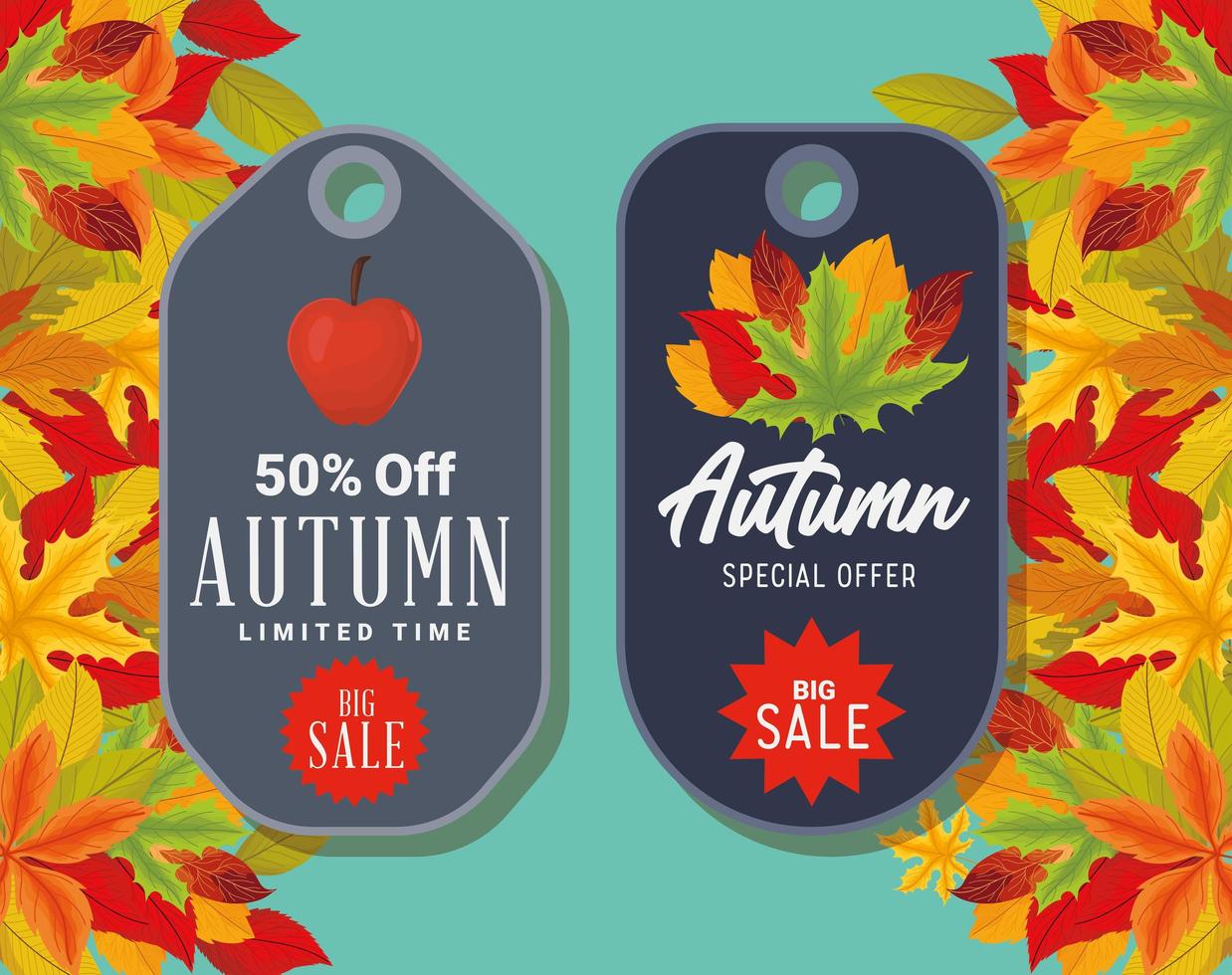 autumn sale tags illustration vector