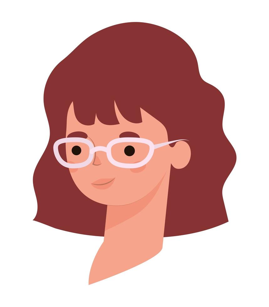 woman cartoon head with glasses vector design
