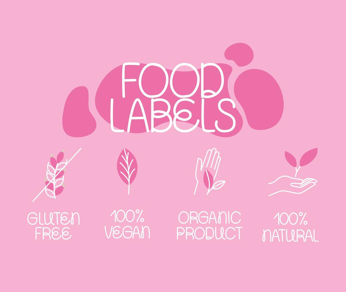 eco food labels lettering vector