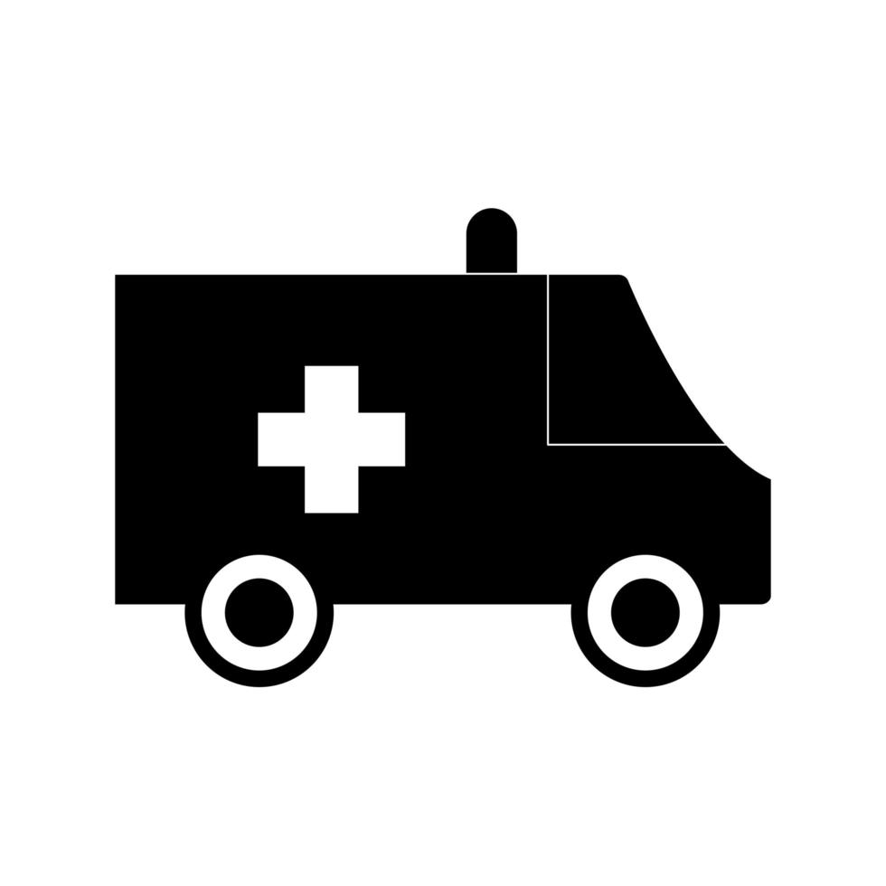diseño de vector de icono de estilo de silueta de ambulancia médica