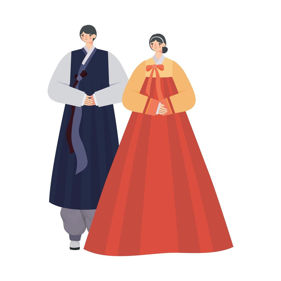 diseño de pareja coreana vector