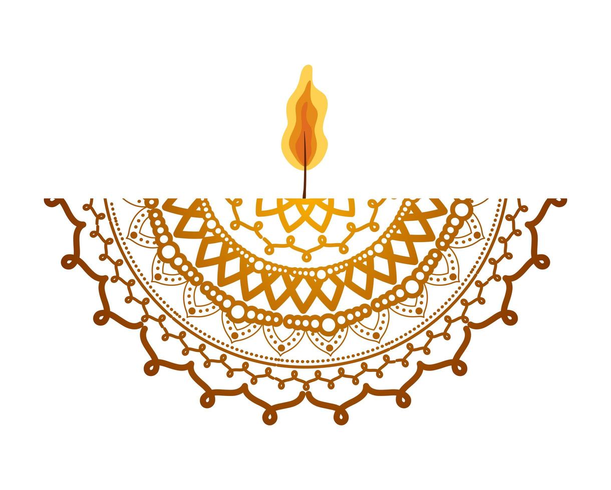 mandala with a candle on white background vector