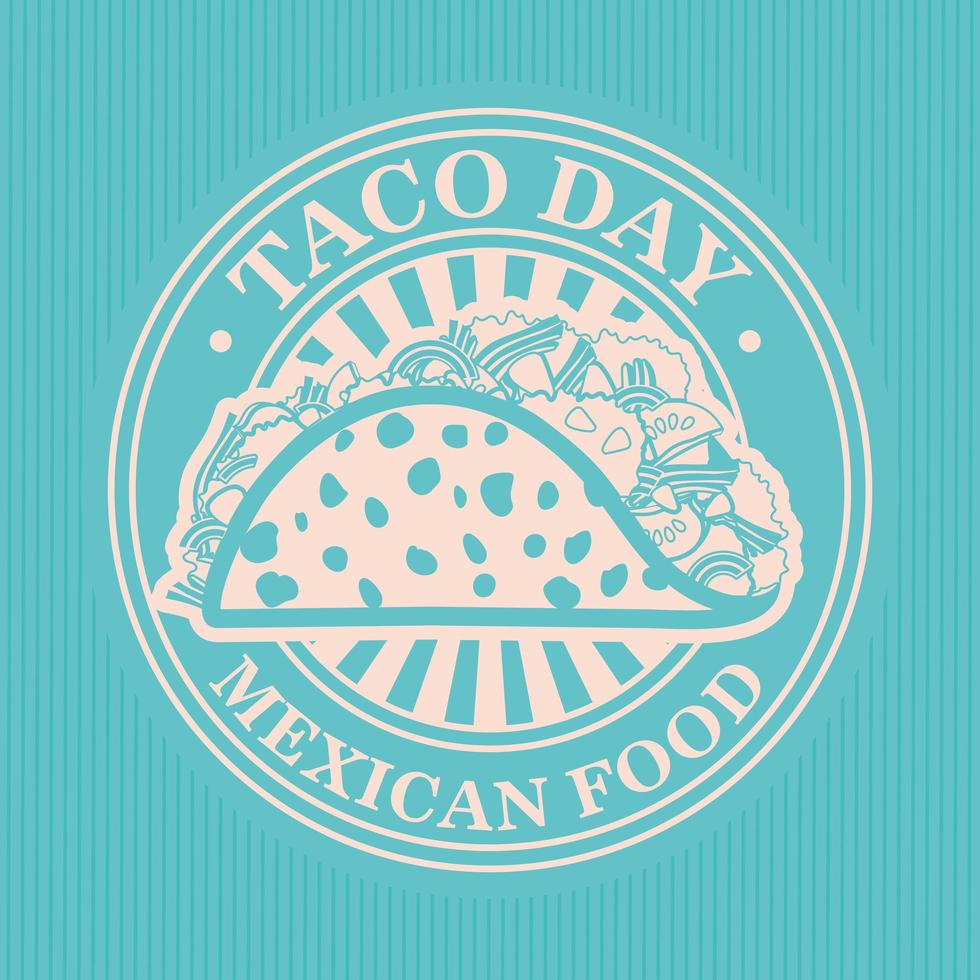 taco day label design vector