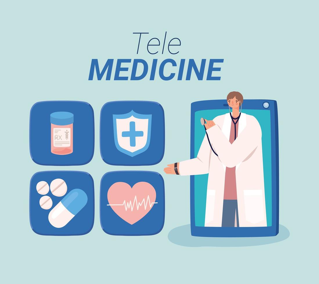 cartel de telemedicina vector