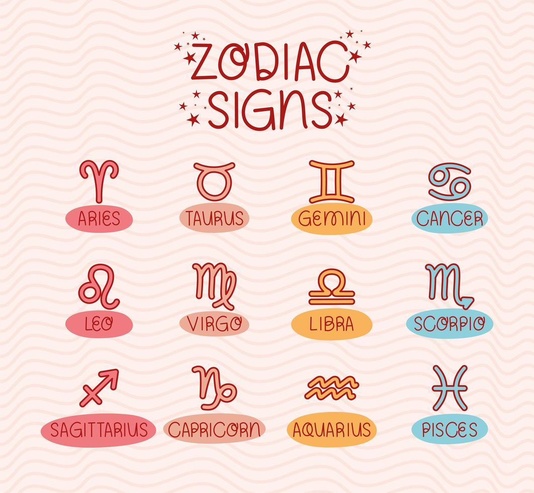 elementos de los signos del zodíaco vector