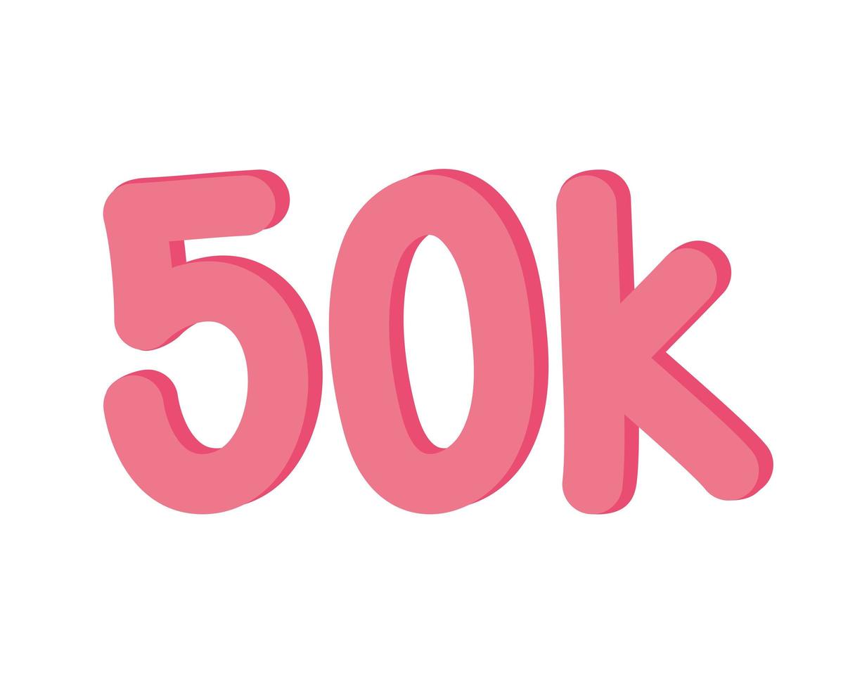 fifty thousand followers tag vector