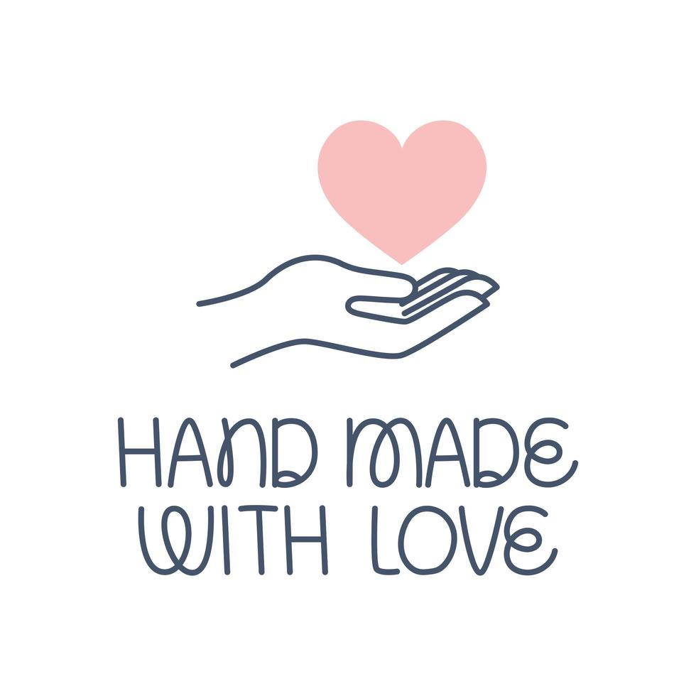 hand made with love vector