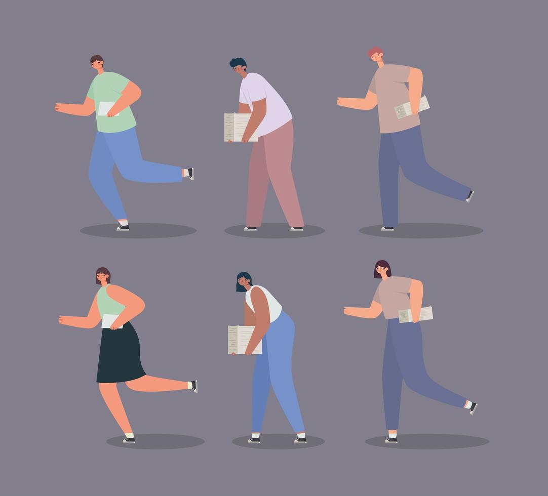 six people working vector