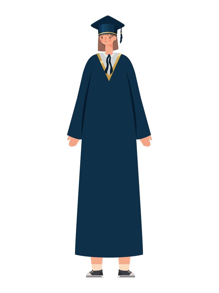 cute woman graduated vector