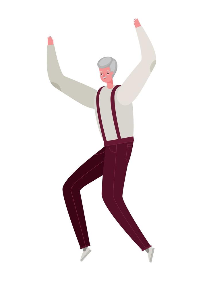 Senior man cartoon jumping vector design