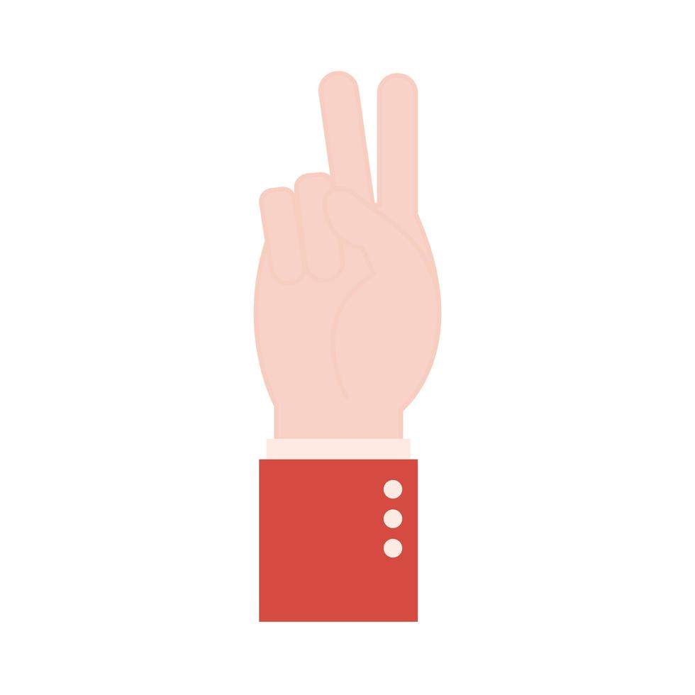 v hand sign language flat style icon vector design