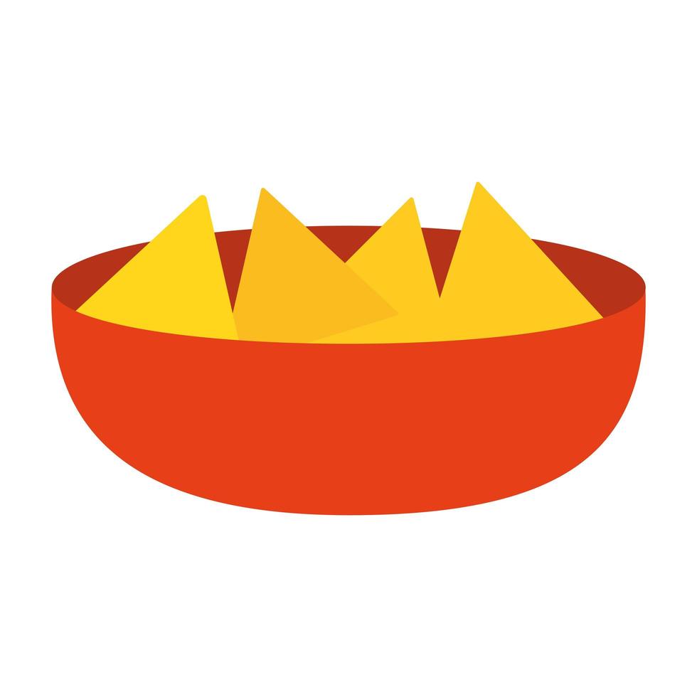 diseño de vector de icono de estilo plano de tazón de nachos mexicanos