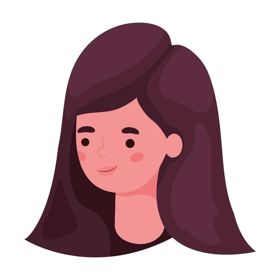 diseño de vector de cabeza de dibujos animados de mujer de pelo castaño y corto