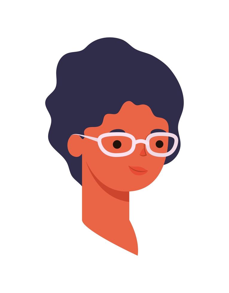 rostro de mujer con gafas sobre un fondo blanco vector