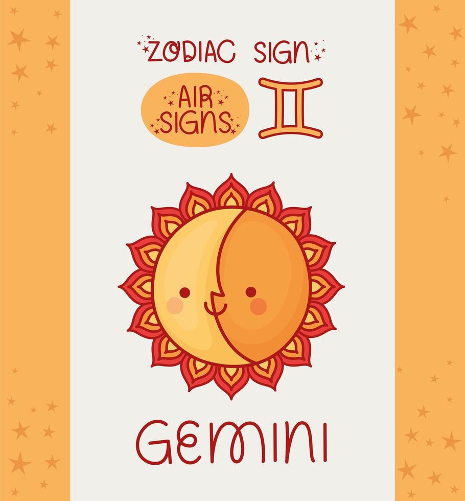 gemini sign card vector