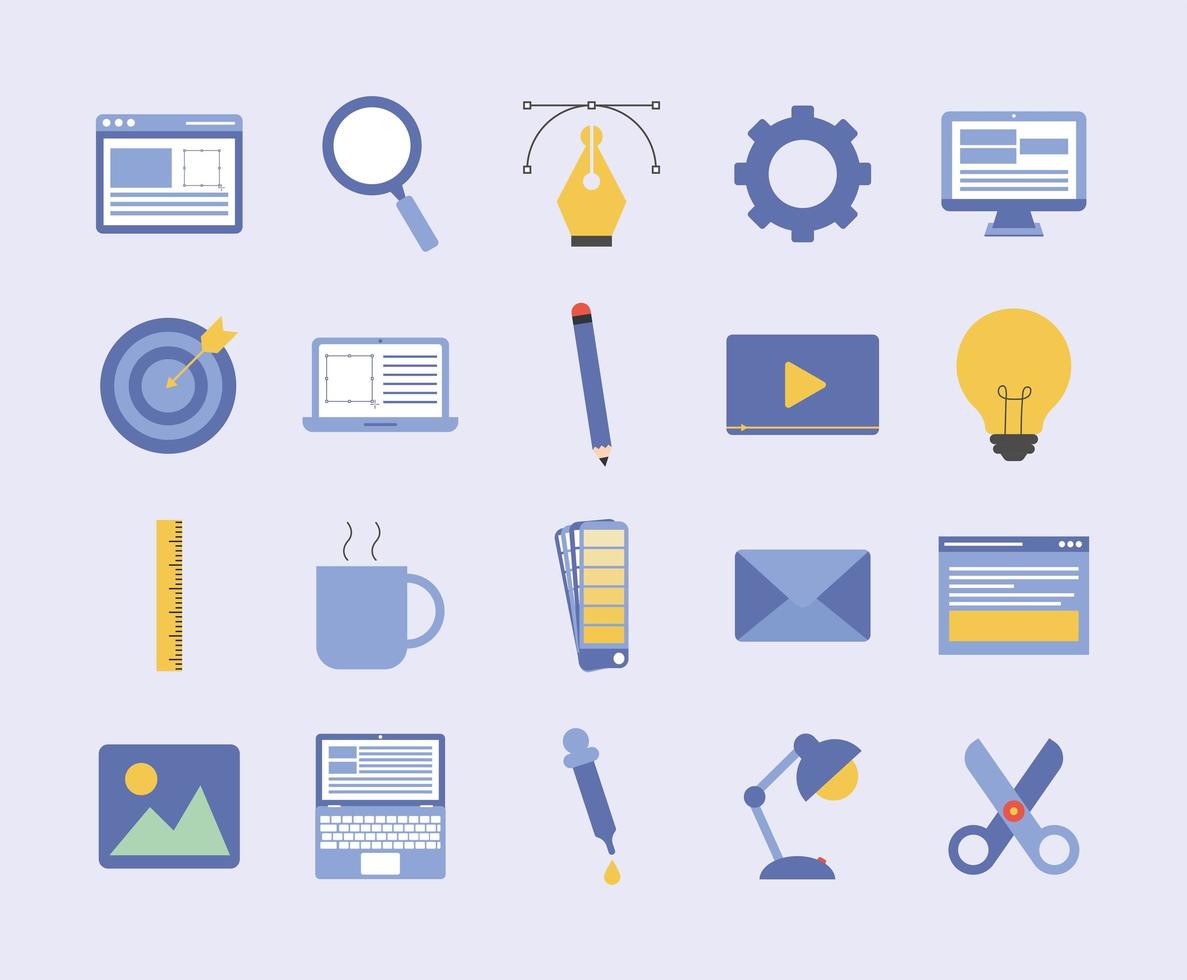 twenty web design items vector