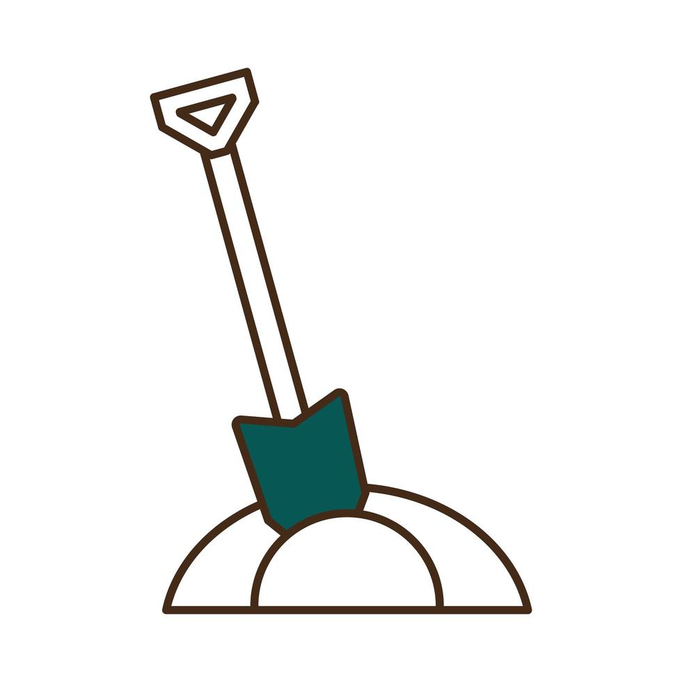 garden shovel on earth line and fill style icon vector design