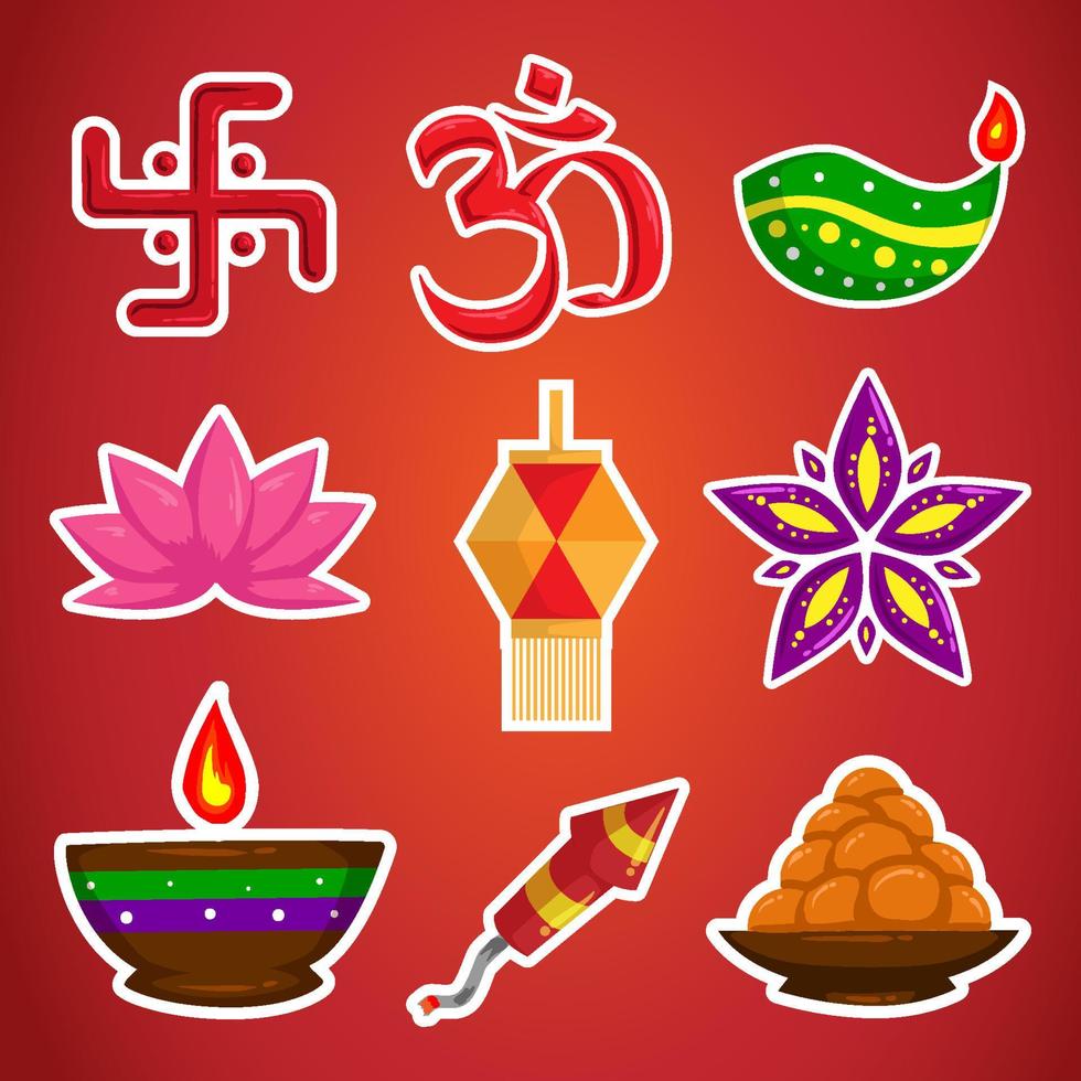 Sticker of Diwali Elements Set vector