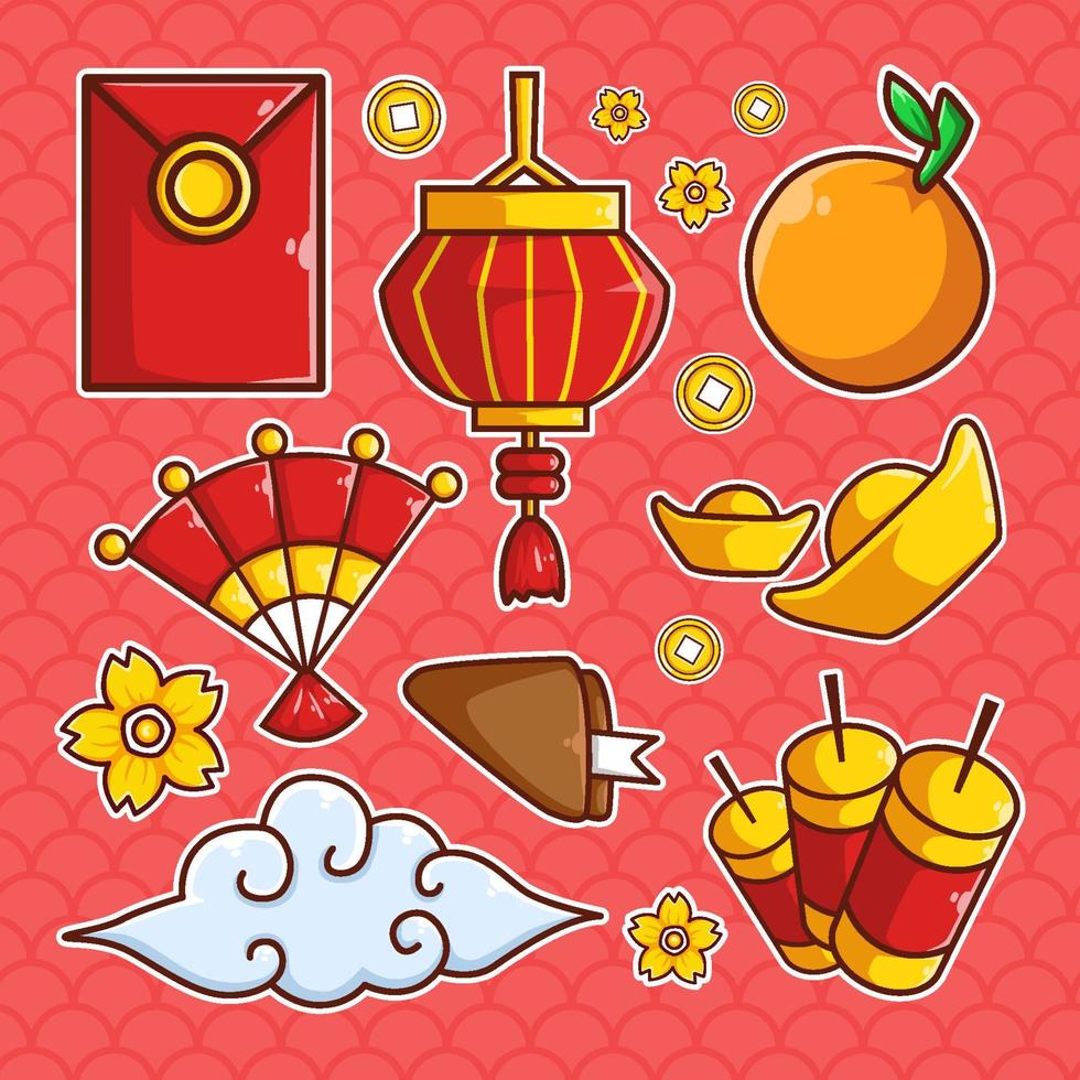 colección de pegatinas gong xi fa cai vector