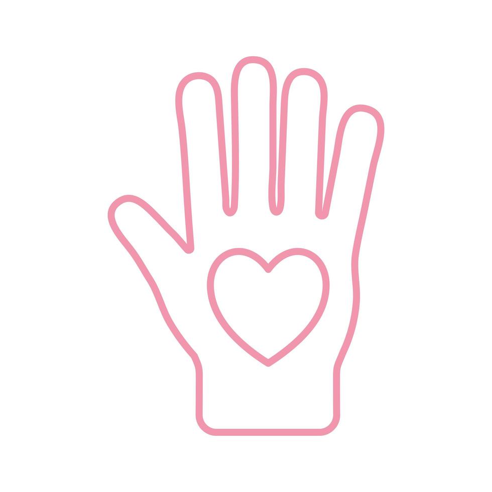 Heart on hand line style icon vector design
