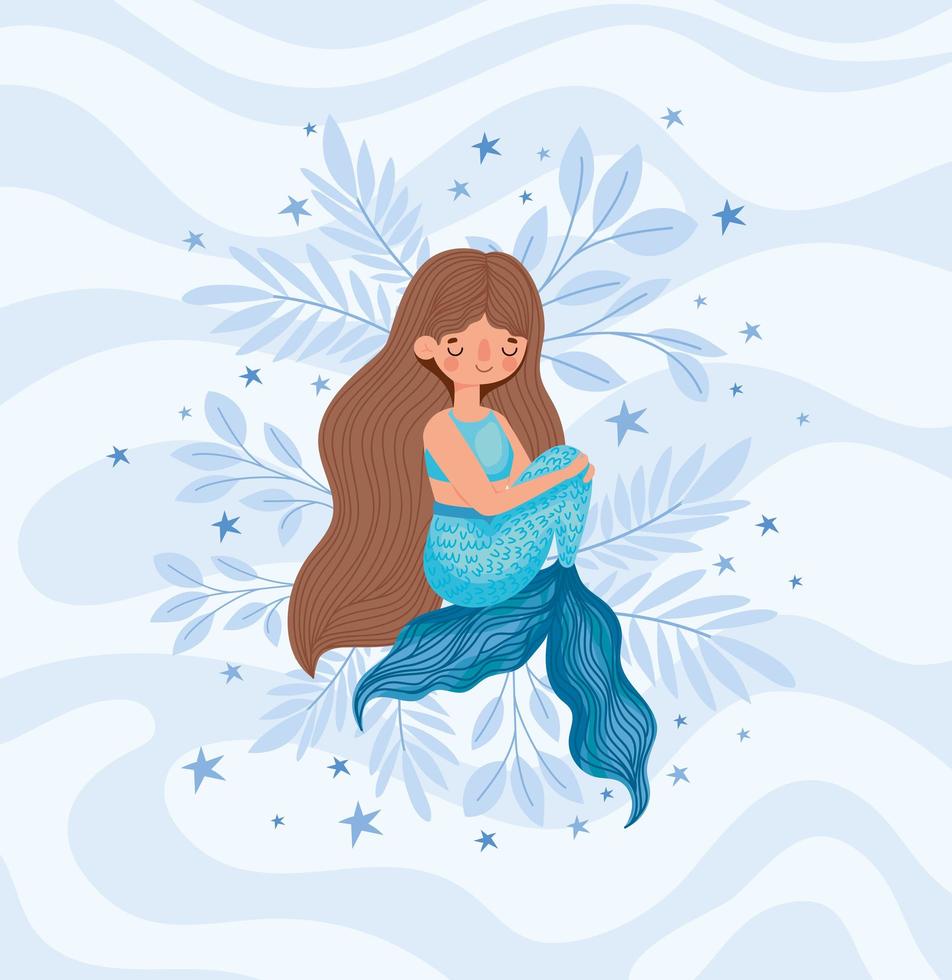 hermosa sirena azul vector