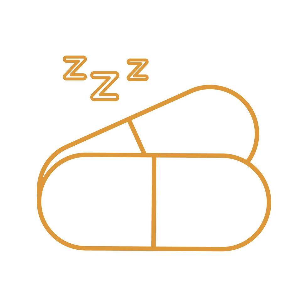 pastillas para dormir, línea, estilo, icono, vector, diseño vector