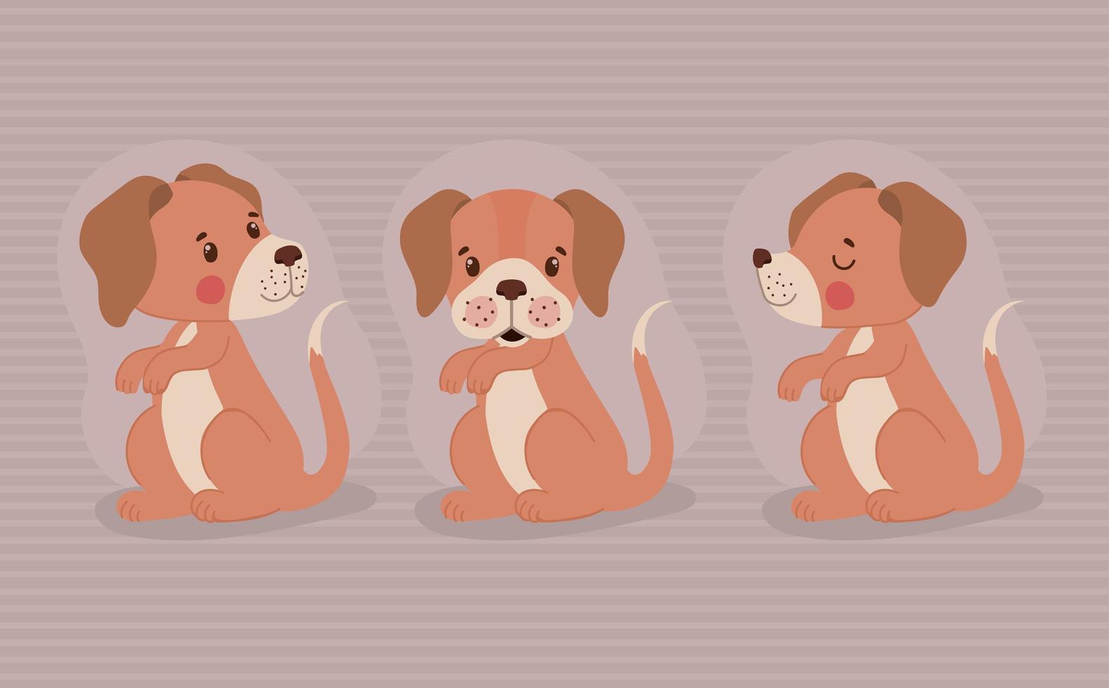 tres bonitos cachorros vector