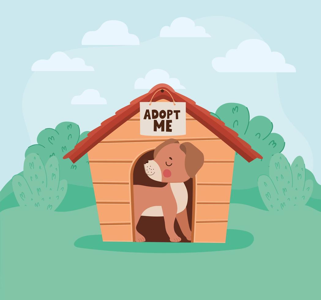 pup with doghouse vector