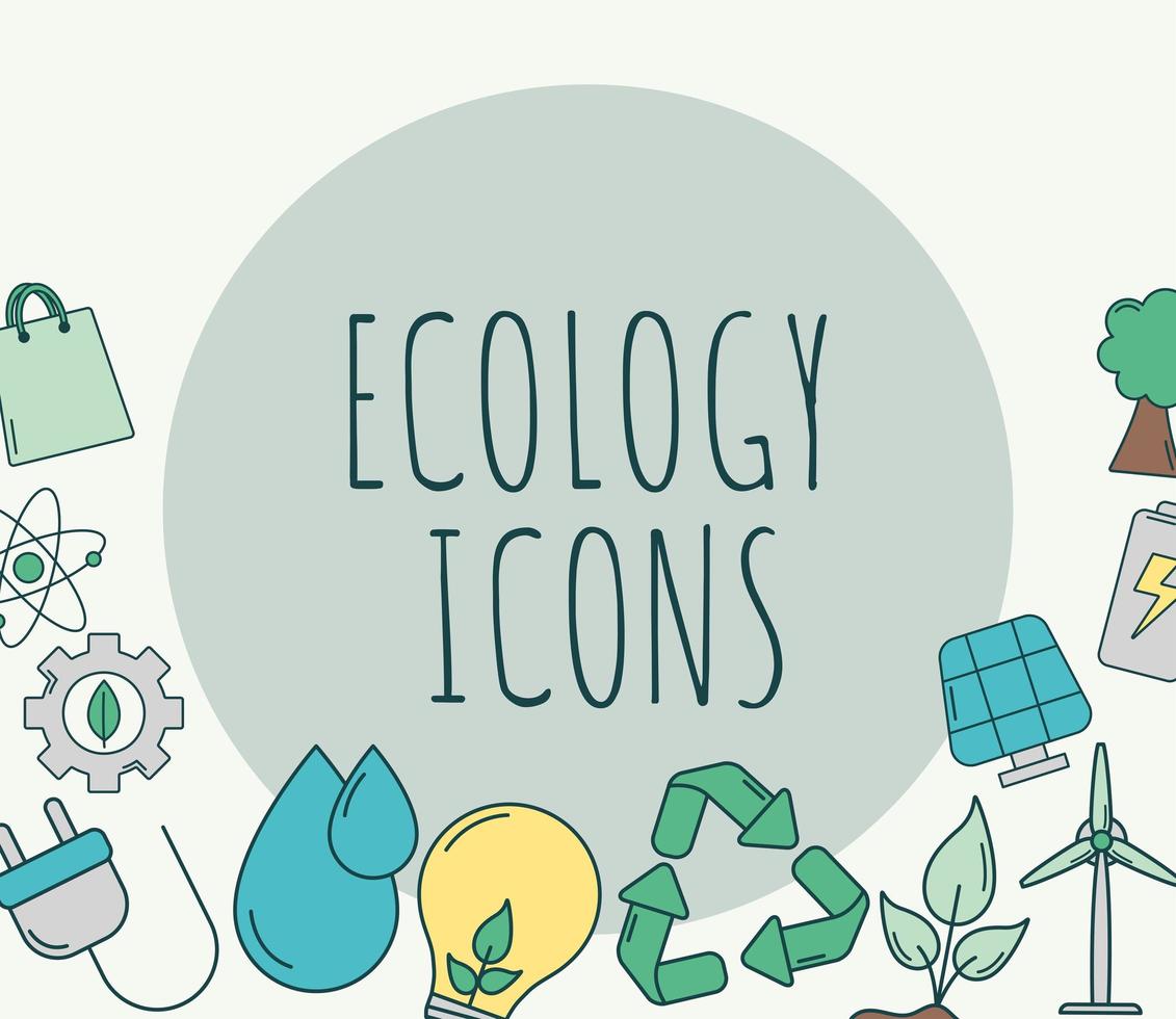 cartel de iconos de ecología vector