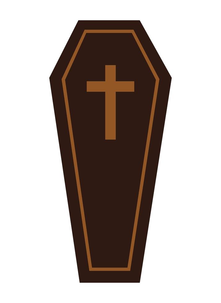 Isolated coffin with cross vector design