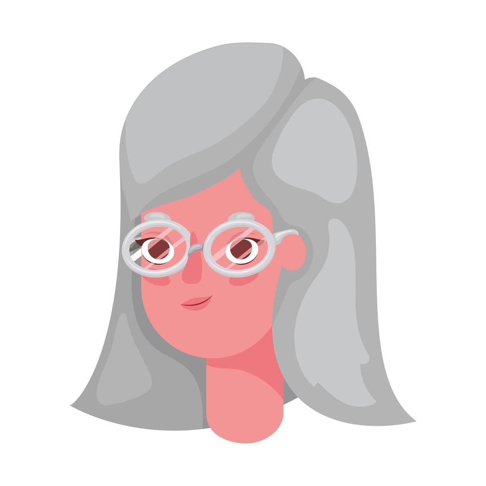 diseño de vector de cabeza de dibujos animados de mujer senior