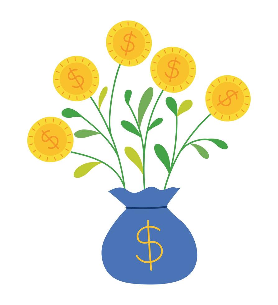 bag with money plants vector