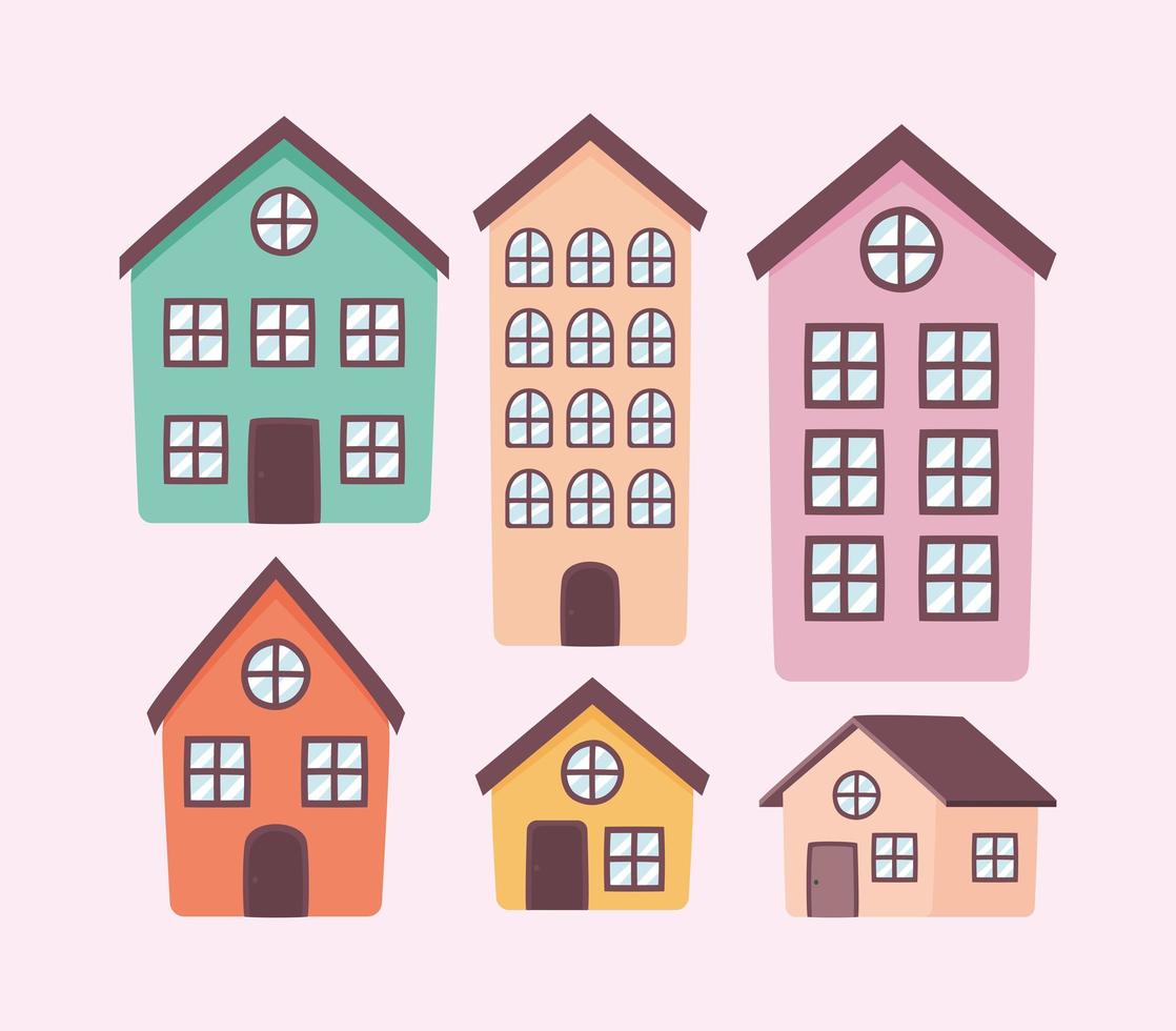 six real estate items vector
