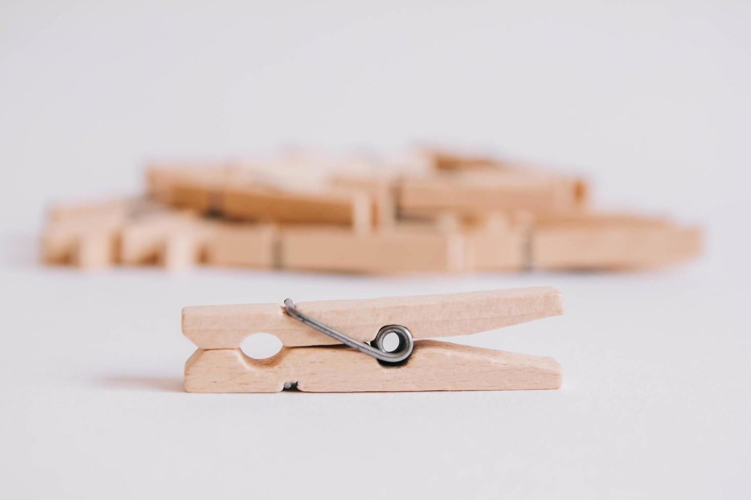 Set of clothespins isolated on white background photo