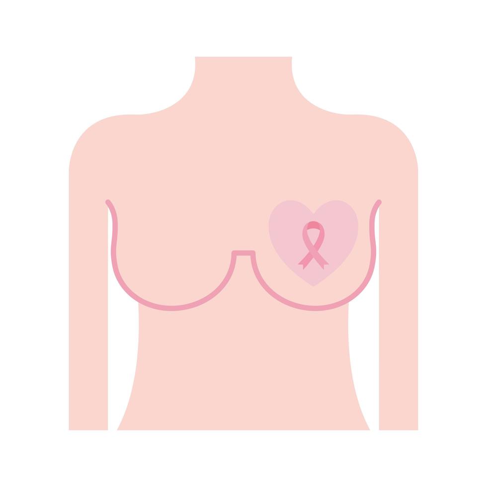 breast female with ribbon flat style icon vector design