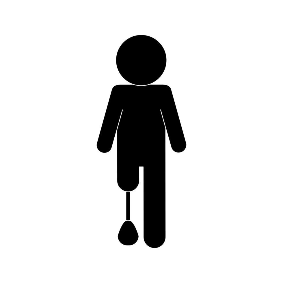 man with leg prosthesis silhouette style icon vector design