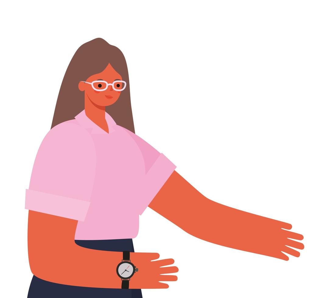 woman dressed in pink shirt and glasses vector