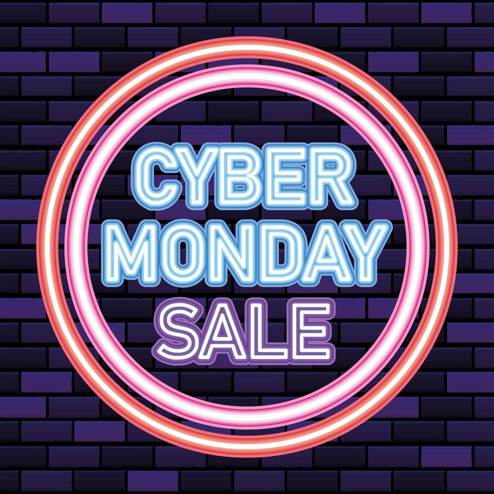 letras de venta cyber monday en dos círculos vector